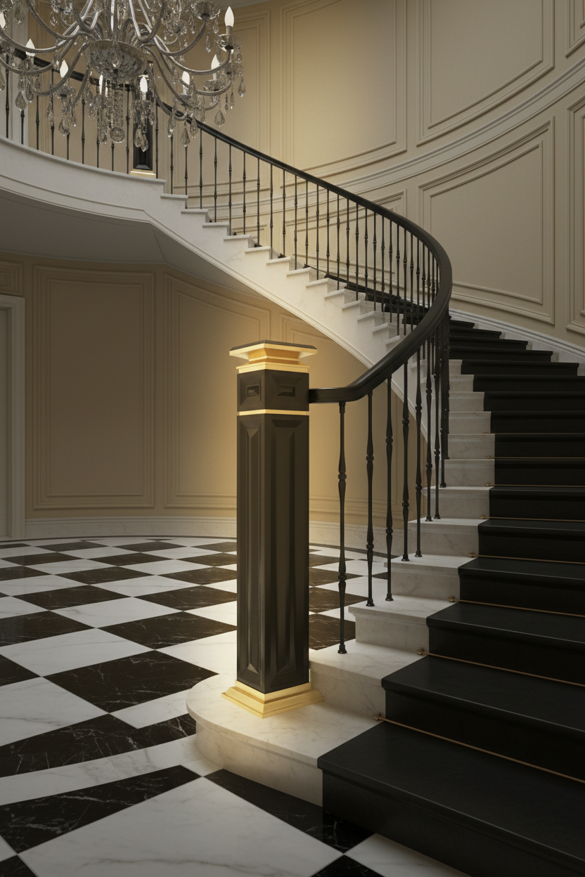 Square Newel — Palatial Staircase