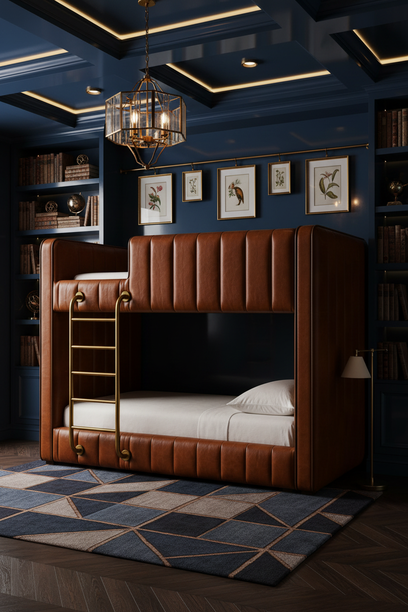 Art Deco Navy Bunk Bed