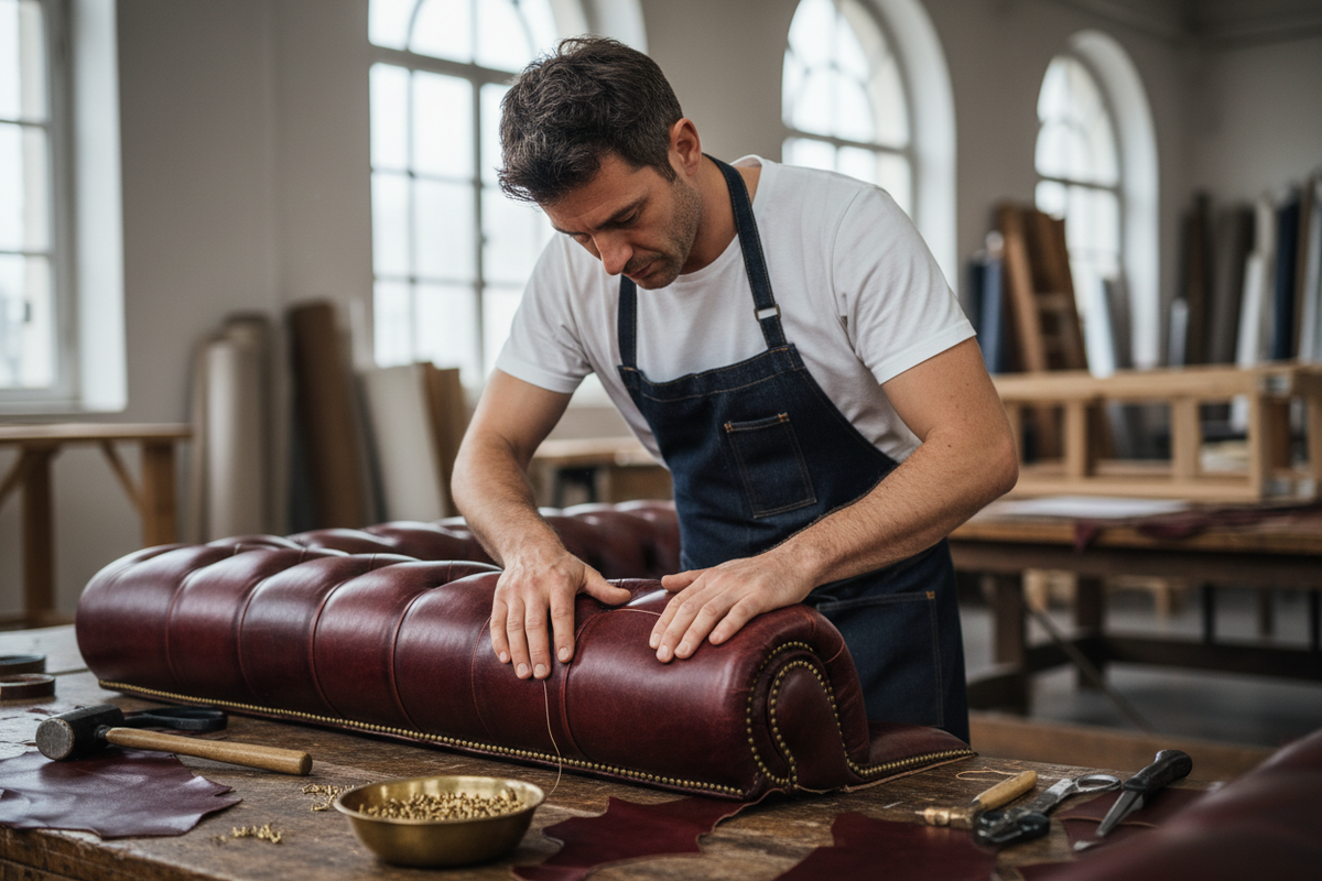 Artisan Hand-Stitching Leather Sofa Arm