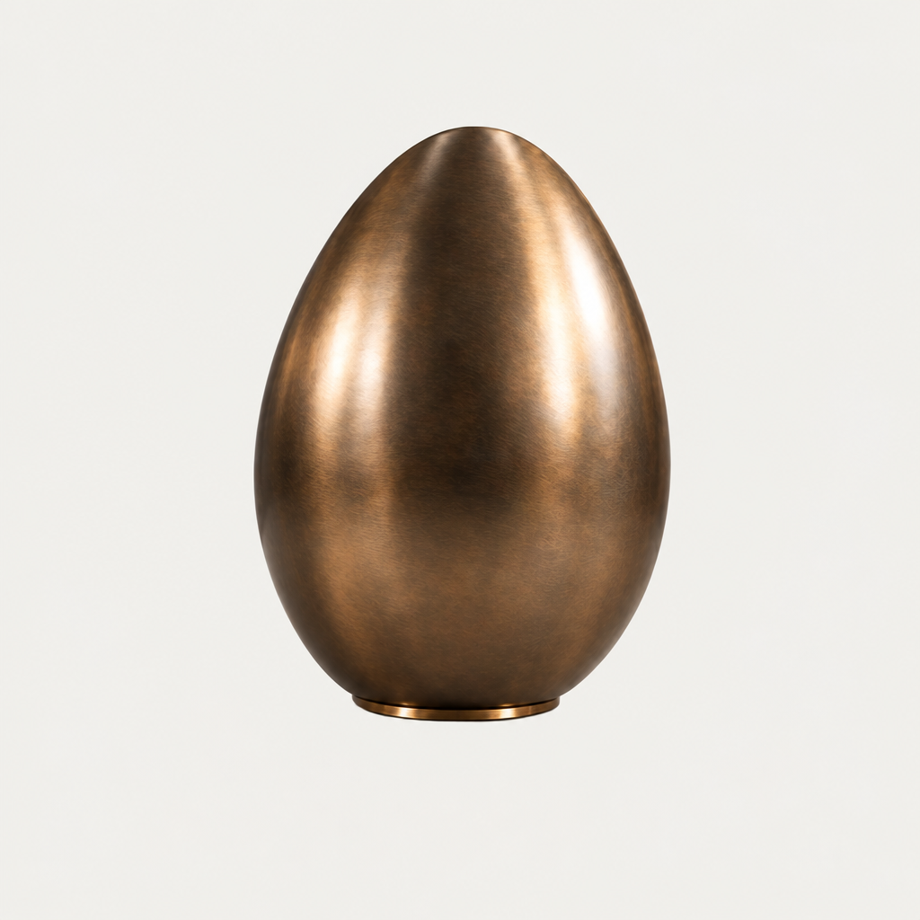 Egg chair back with clean bronze finish