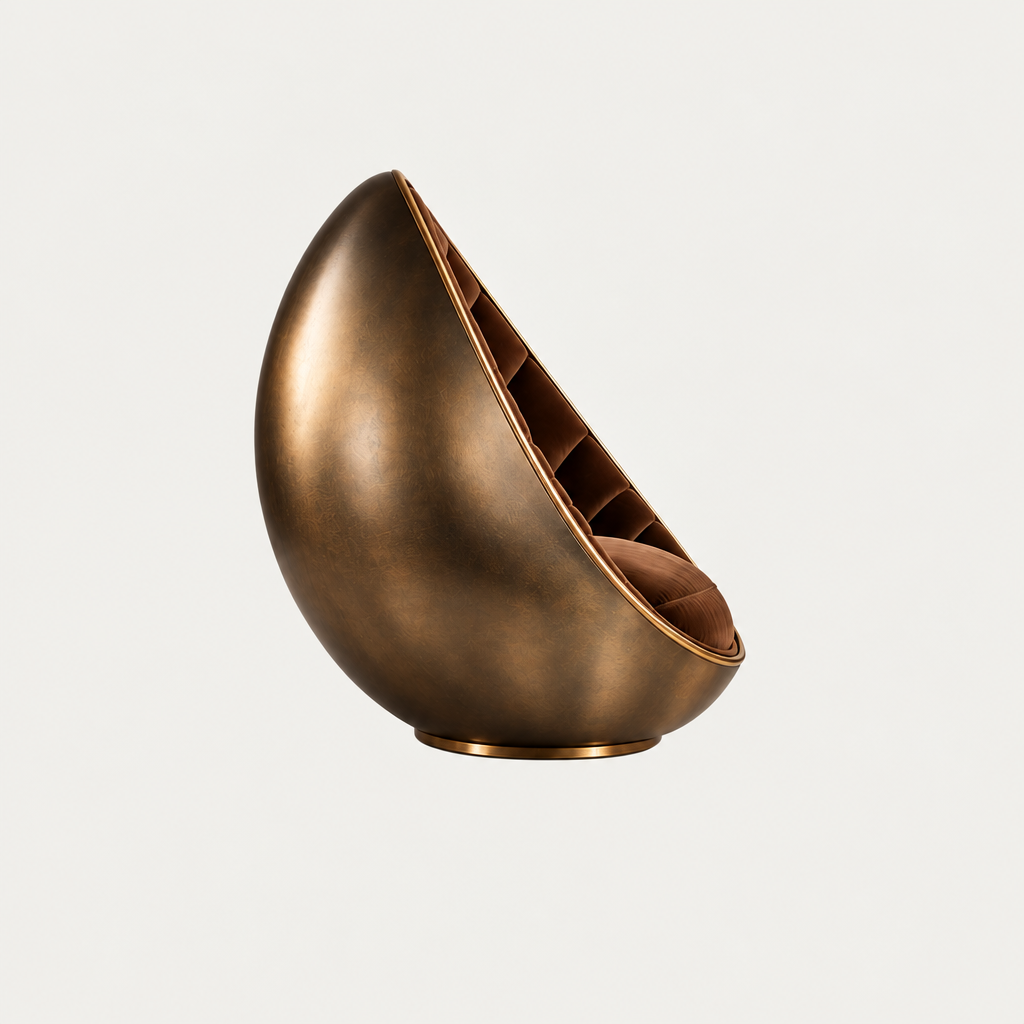 Egg chair side with clean bronze finish