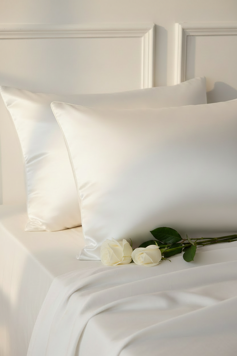 Heirloom Silk Pillowcase — White Roses