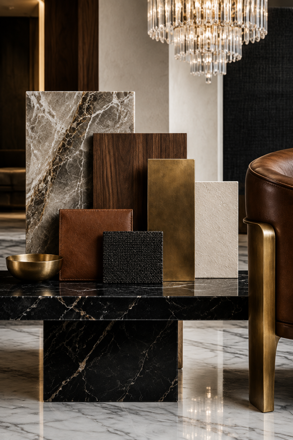 Layered natural materials finish palette