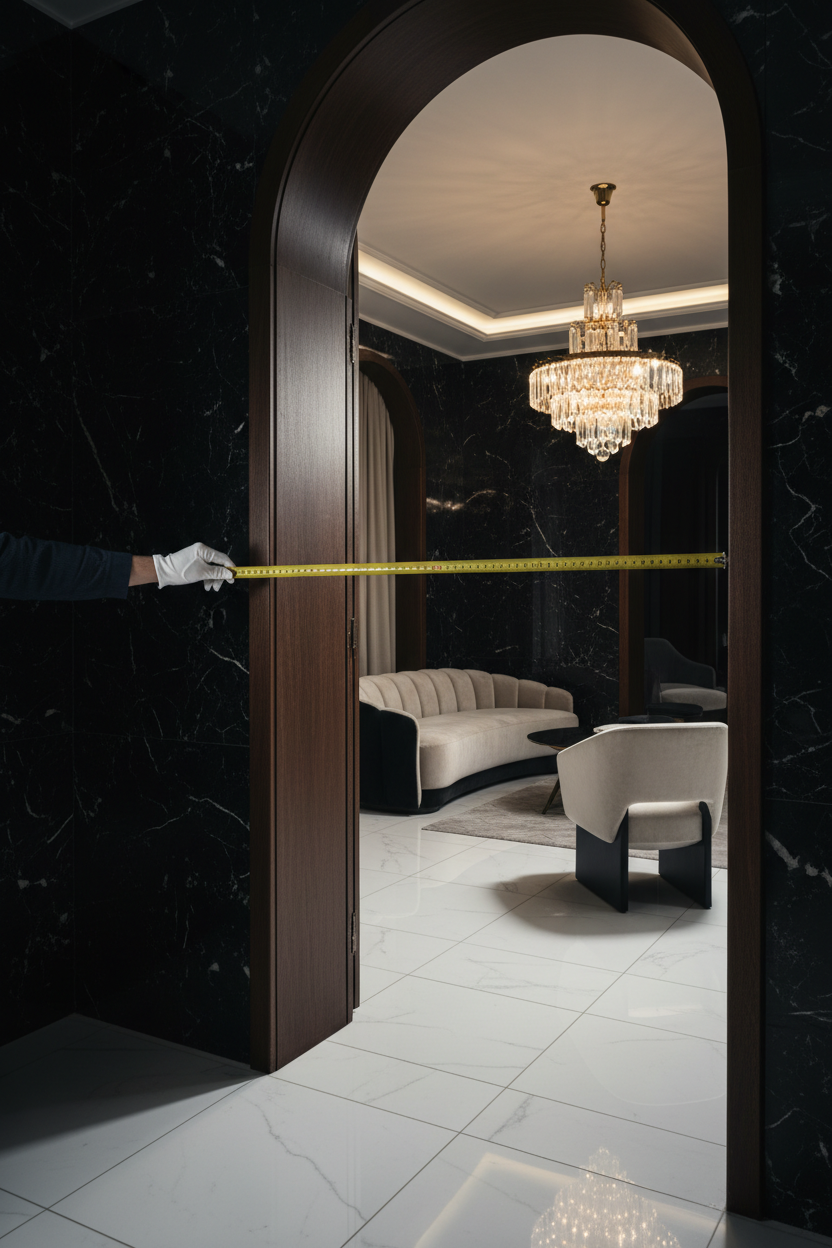 Measuring a doorway for furniture delivery