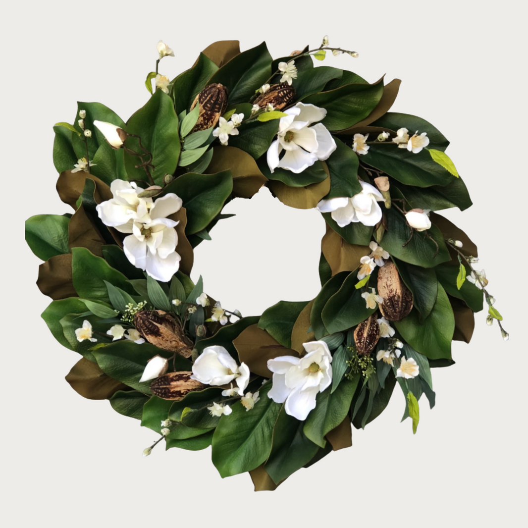 Vignette Vault White Magnolia All Seasons Wreath